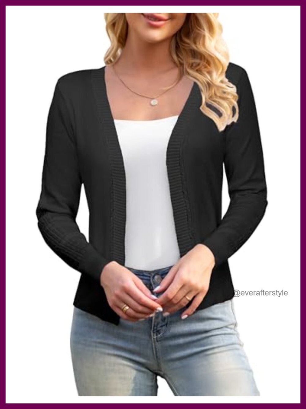 Women's Open Front Cable Knit Cardigan Sweater Ribbed Cuffs Lightweight